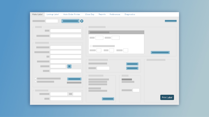 Shipping label management application illustrative graphic